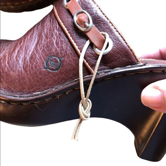Born Brown Leather Clogs 8 - Picture 6 of 14